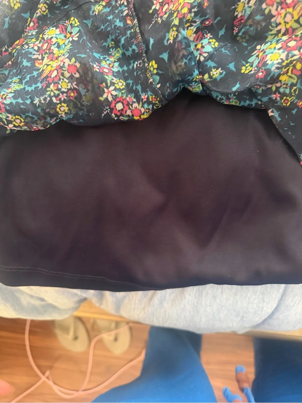 Set of Two Floral & Butterfly Sheer Blouses Black Floral & Mauve Butterfly sz M